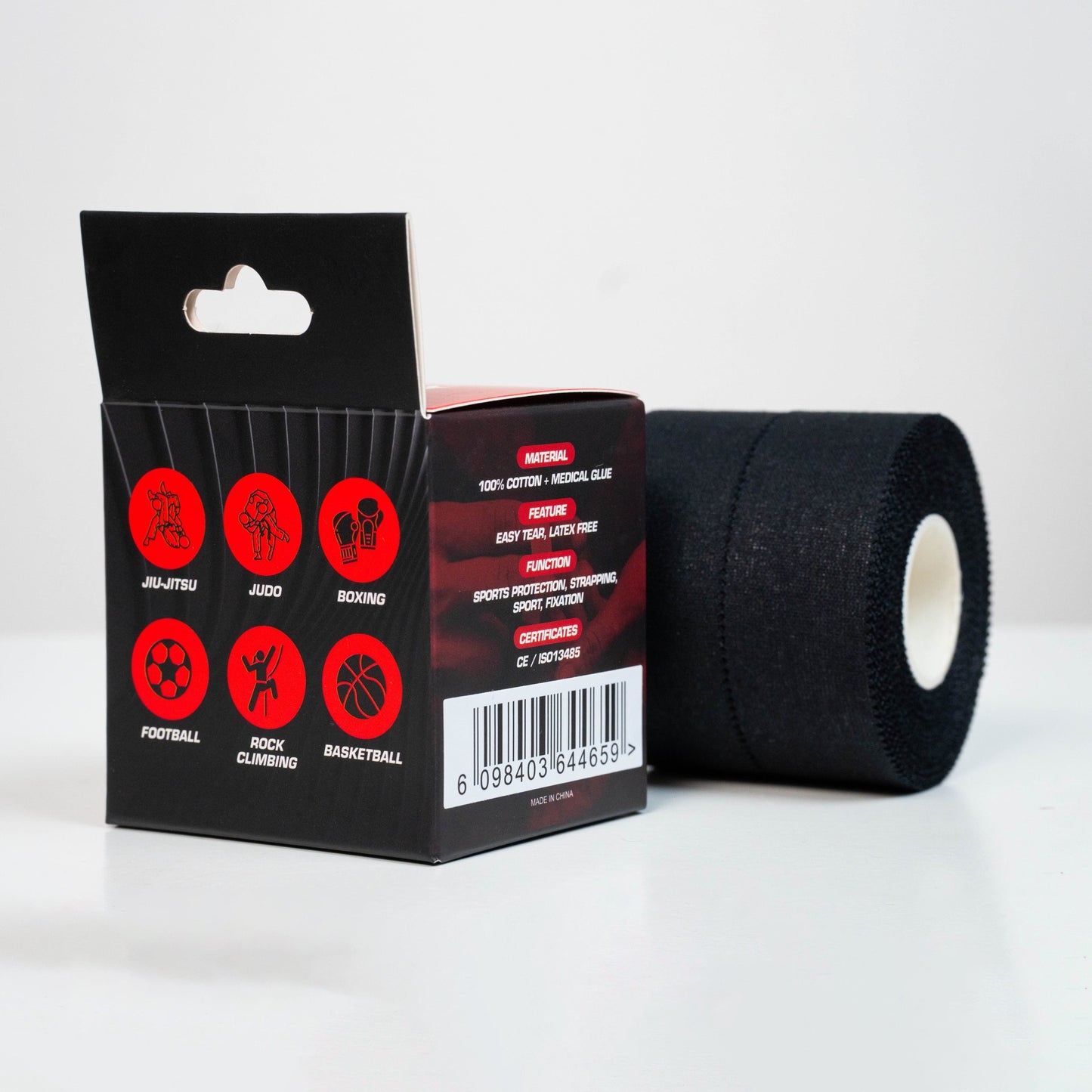 FITSPIRIT Sportovní tejp, 2.5cm x 10m - Černý