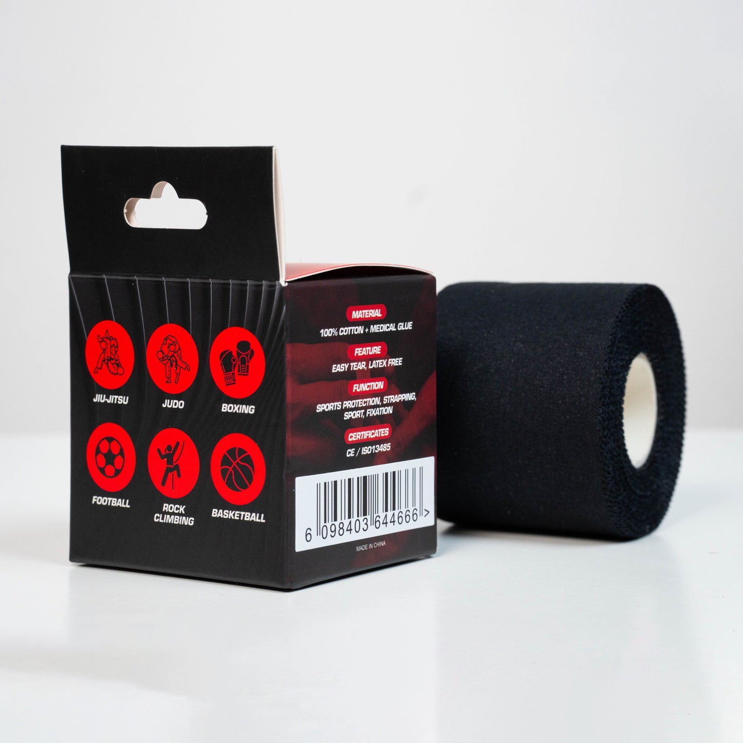 FITSPIRIT Sportovní tejp, 5cm x 10m - Černá